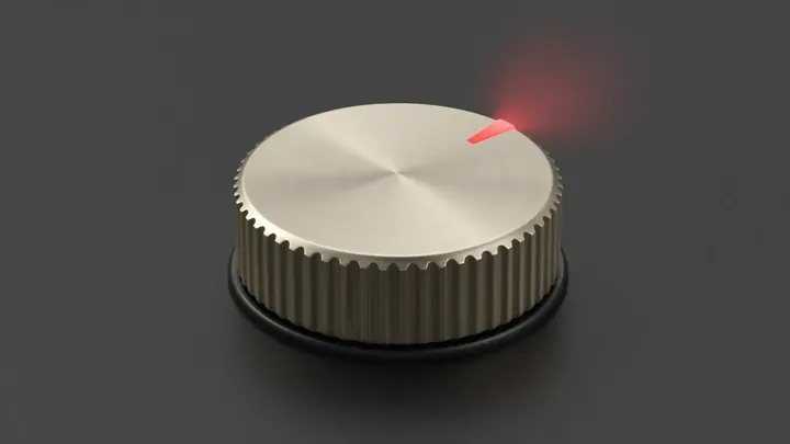 A brushed metal dial set between a blurred motion trail and a calm still position