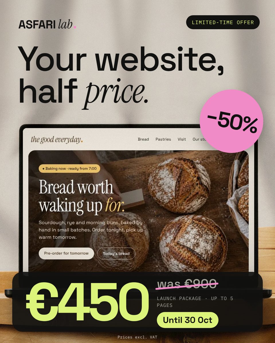 Ad: a website on a laptop, €450
