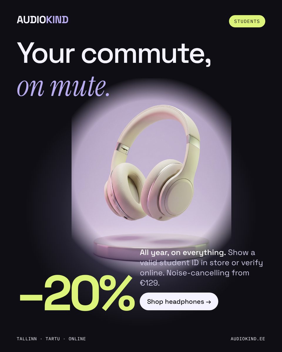 Helitehnika poe reklaam: koolitee vaikuses, õpilastele –20%