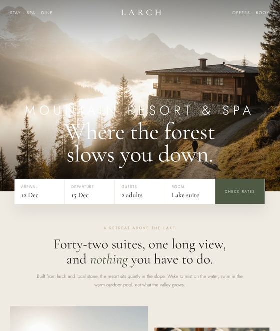 Mountain resort & spa website concept
