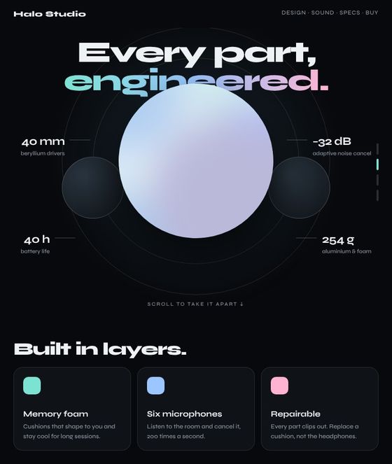 3D product reveal website concept