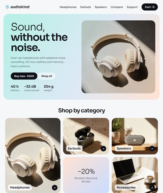 Tech & audio store website concept
